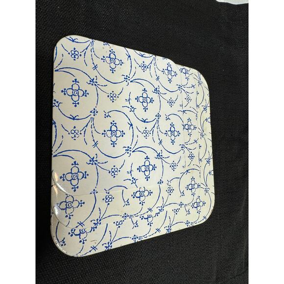 Vintage Retro Metal Enamel Kitchen Trivet Blue White Chinoiserie Flower 3 - Picture 5 of 5